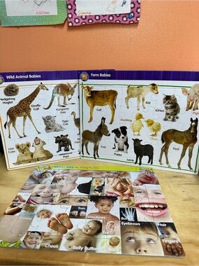 Lot of 3 Puzzle Patch 25 Piece Picture Tray Puzzles - Animals & Babies